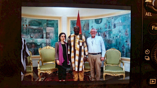 Burkina Faso - The DEAR Foundation Switzerland, Director Sevim Araz and Program Manager Stefan Rothschild with State President Roch Marc Kaboré