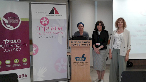 Bishvilaych presenting the DearMamma Breast Cancer Awareness Campaign to Haredi women.